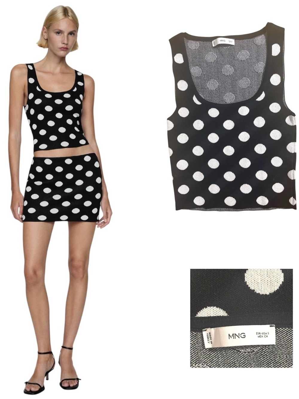 Mango PolkaDot Knit Sleeveless Top